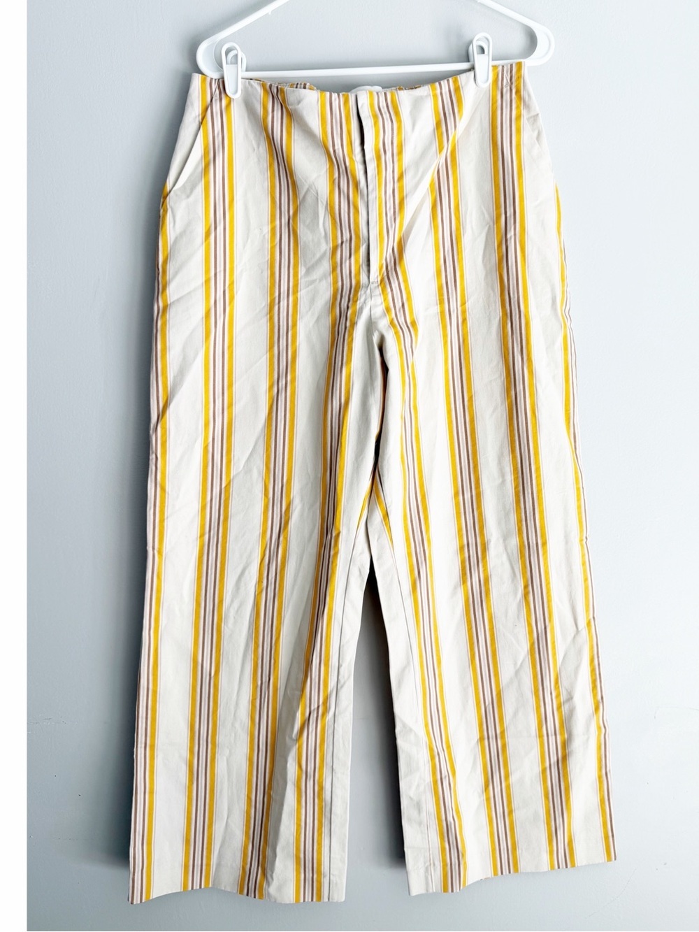 Abercrombie and fitch wide leg trouser pants striped yellow size large